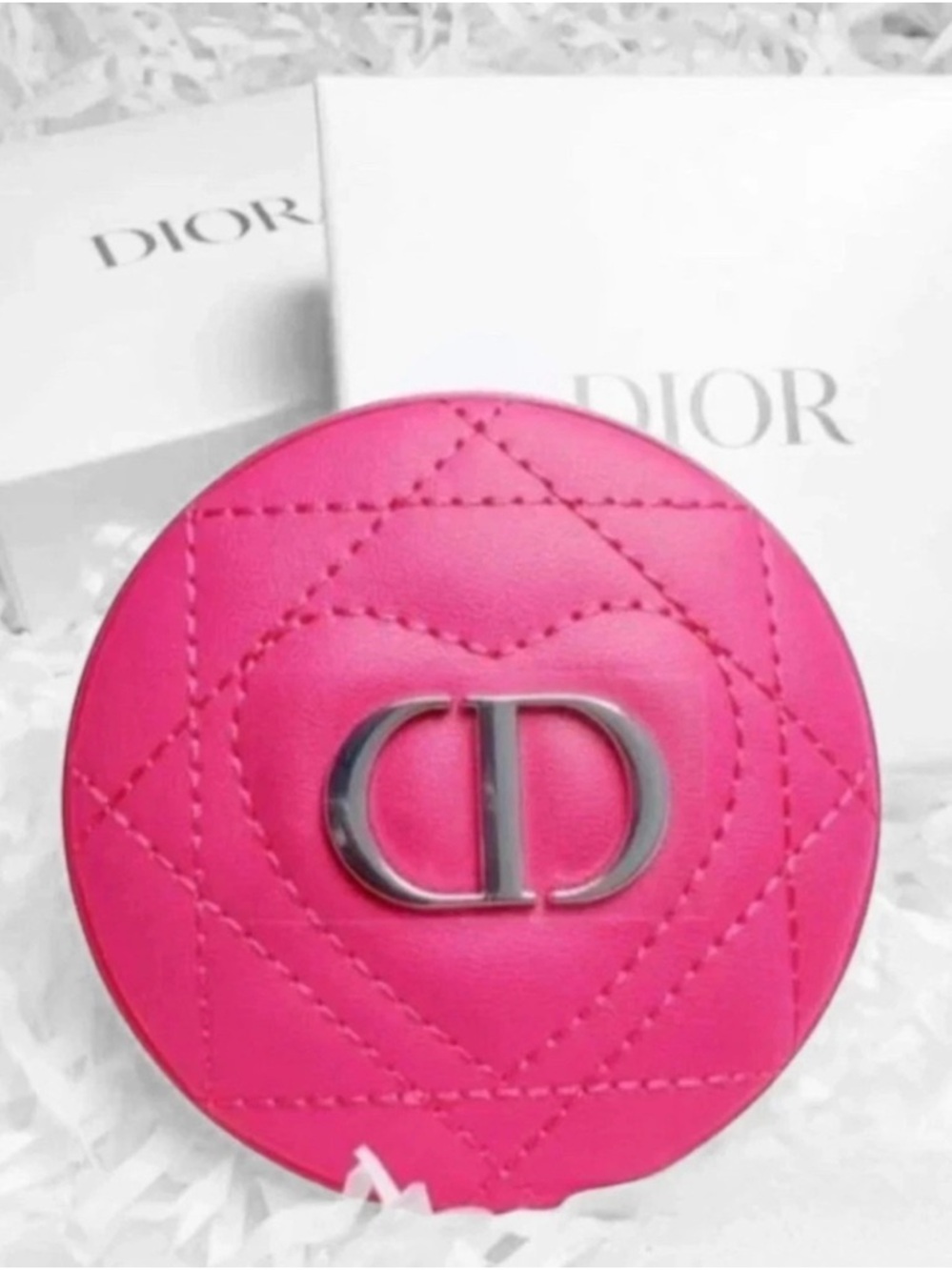 Dior Hot Pink Quilted Compact Mirror